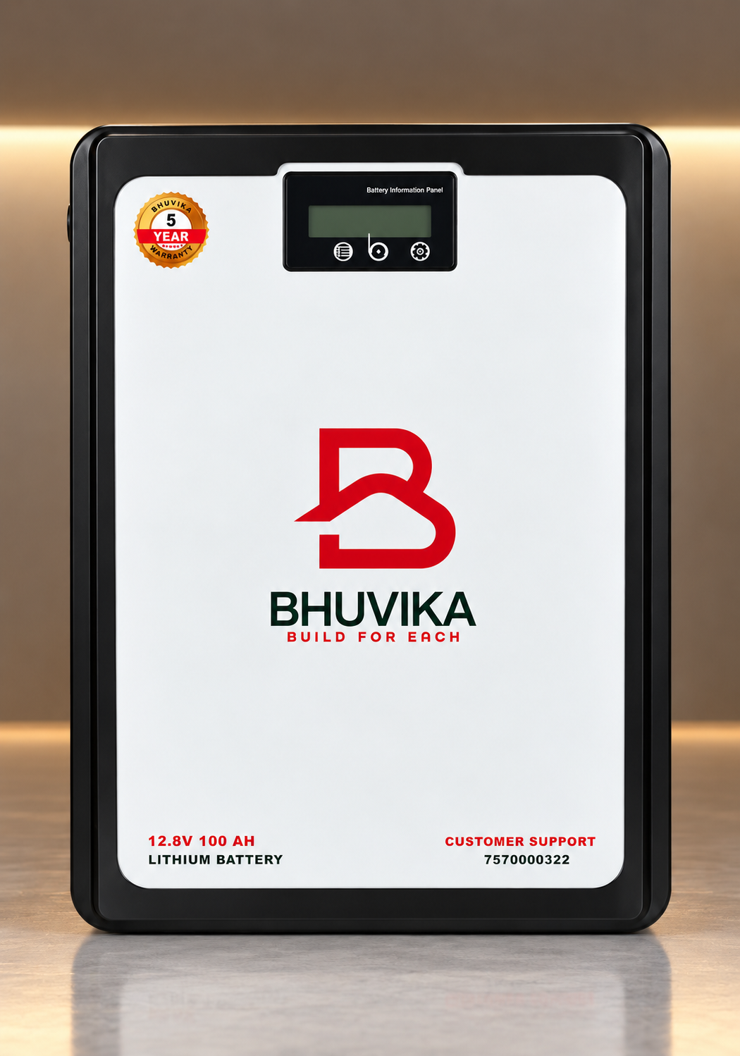 BHUVIKA SOLAR 12.8V 100Ah LiFePO₄ Battery